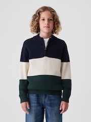 Gap Blue Colourblock Half Zip Pullover Jumper (4-13yrs) - Image 1 of 5