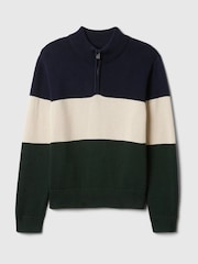 Gap Blue Colourblock Half Zip Pullover Jumper (4-13yrs) - Image 4 of 5