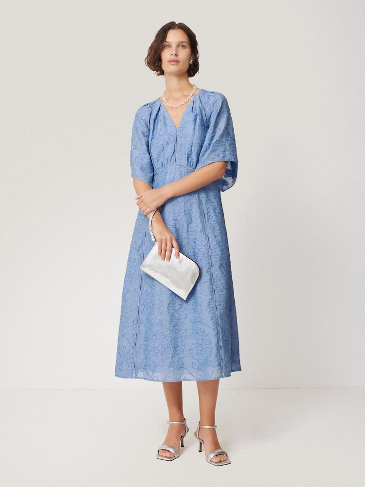 Jigsaw Blue Textured Jacquard Dress - Image 1 of 6
