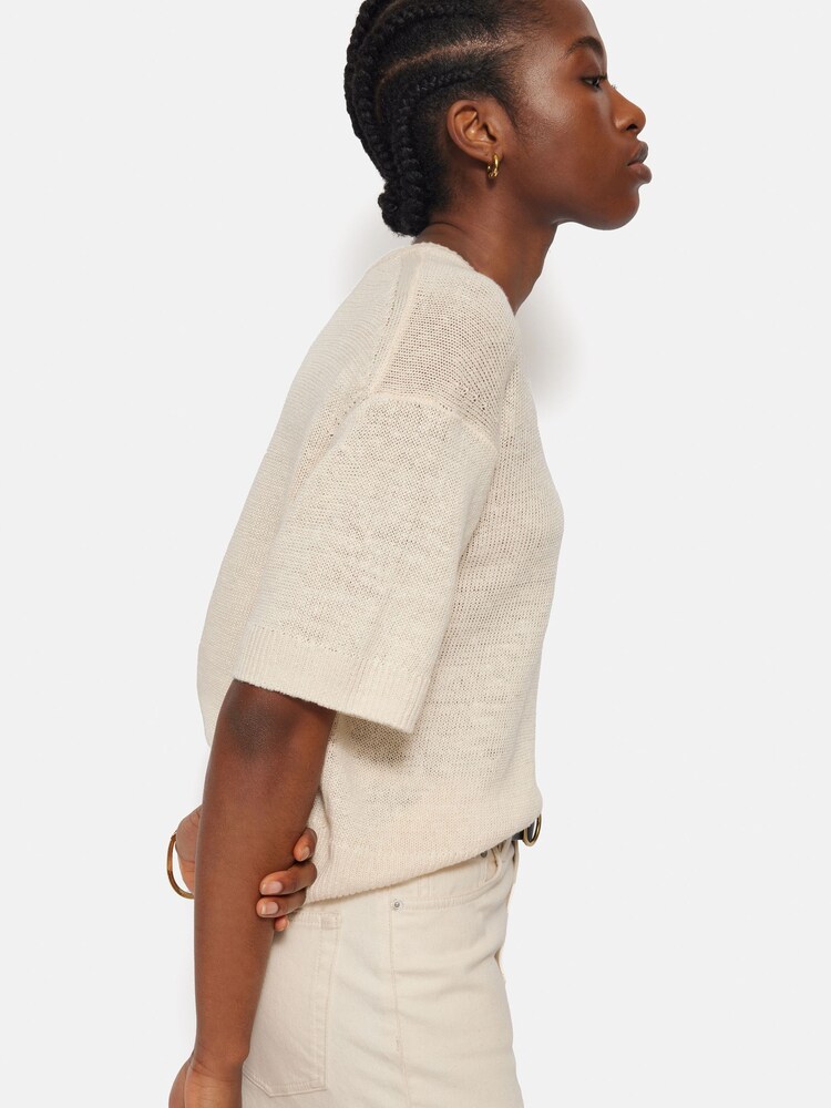 Jigsaw Cream 100% Linen U Neck T-Shirt - Image 2 of 6 Jigsaw Cream 100% Linen U Neck T-Shirt - Image 2 of 6