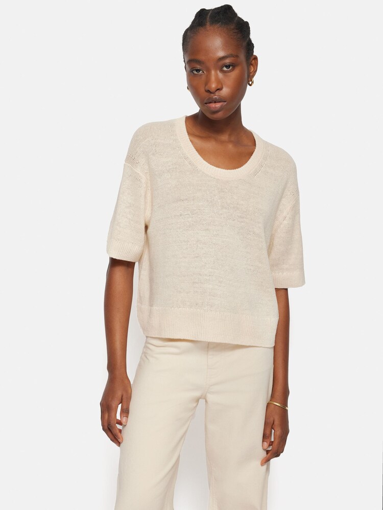Jigsaw Cream 100% Linen U Neck T-Shirt - Image 6 of 6 Jigsaw Cream 100% Linen U Neck T-Shirt - Image 6 of 6