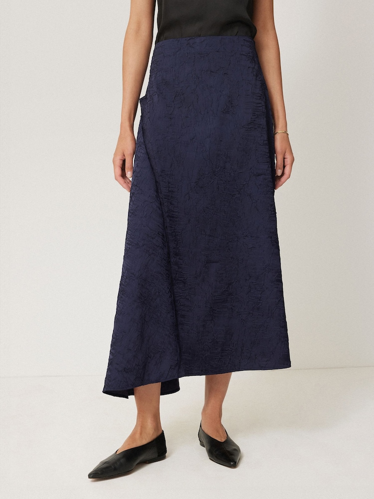 Jigsaw Blue Asymmetric Textured Skirt - Image 1 of 7