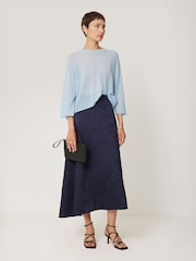 Jigsaw Blue Asymmetric Textured Skirt - Image 6 of 7