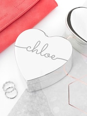 Treat Republic Silver Tone Personalised Heart Jewellery Box - Image 2 of 5
