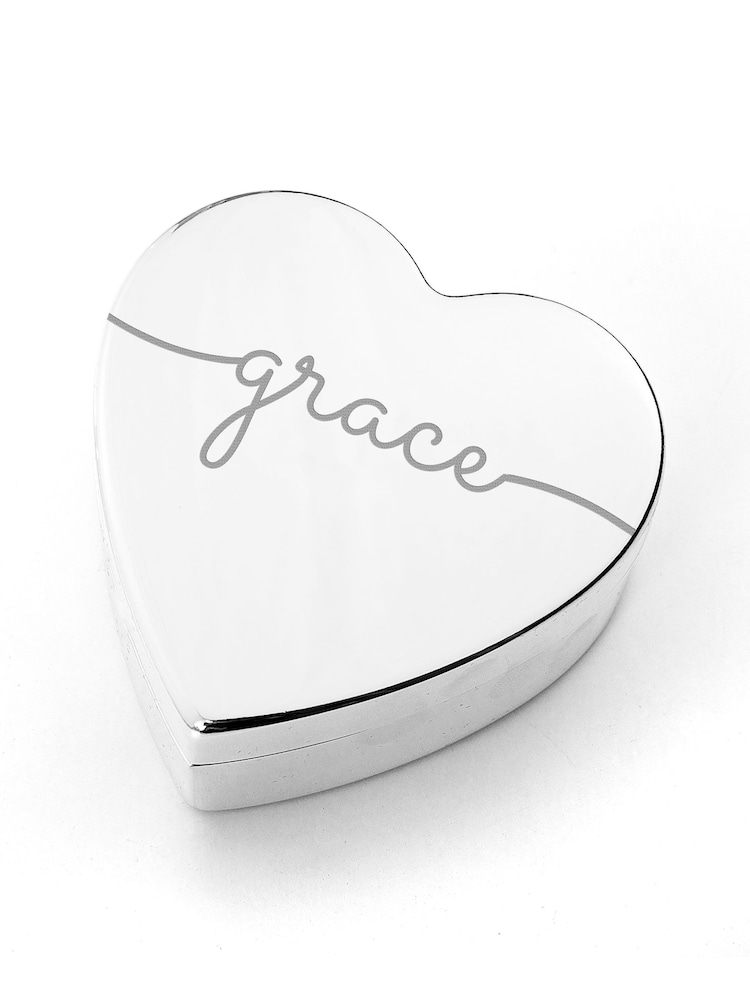 Treat Republic Silver Tone Personalised Heart Jewellery Box - Image 5 of 5