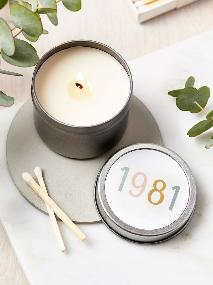 Personalised White Birth Year Candle by Treat Republic - Image 1 of 1