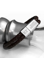 Treat Republic Personalised Mens Dual Leather Brown Bracelet - Image 2 of 3
