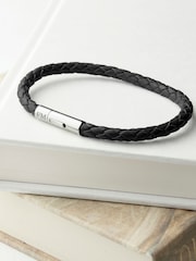 Treat Republic Personalised Leather Black Bracelet - Image 2 of 2