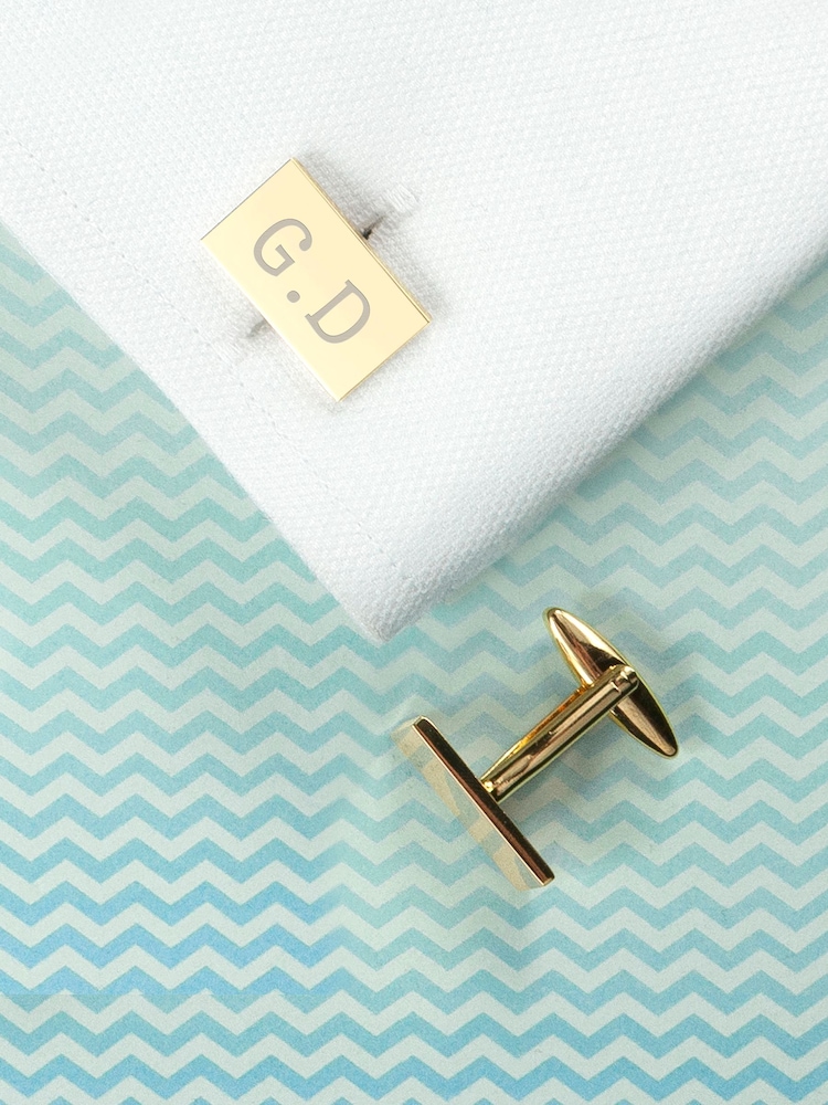 Treat Republic Gold Tone Personalised Plated Cufflinks - Image 2 of 5