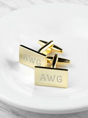 Treat Republic Gold Tone Personalised Plated Cufflinks - Image 3 of 5