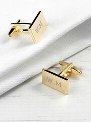 Treat Republic Gold Tone Personalised Plated Cufflinks - Image 4 of 5