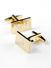 Treat Republic Gold Tone Personalised Plated Cufflinks - Image 5 of 5