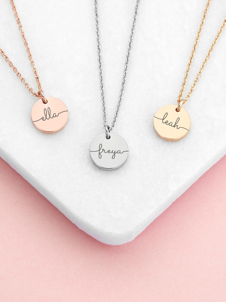Treat Republic Silver Tone Personalised Disc Necklace - Image 1 of 5 Treat Republic Silver Tone Personalised Disc Necklace - Image 1 of 5