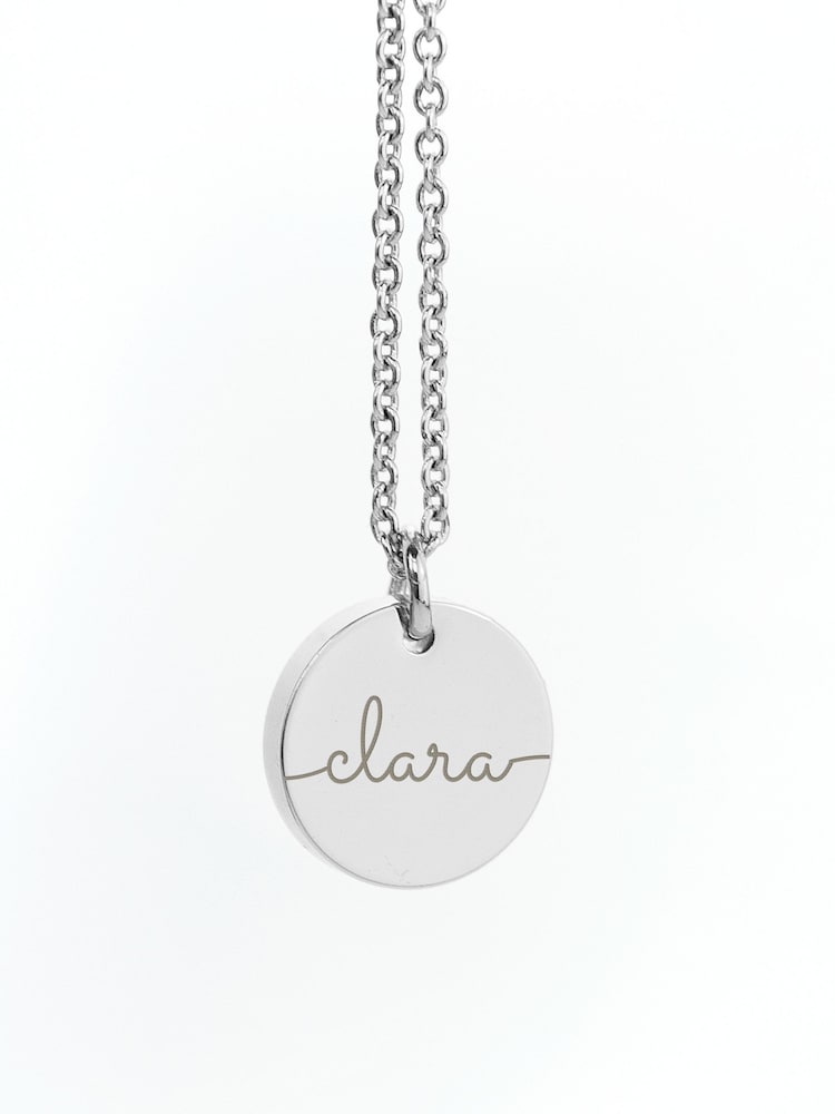 Treat Republic Silver Tone Personalised Disc Necklace - Image 5 of 5