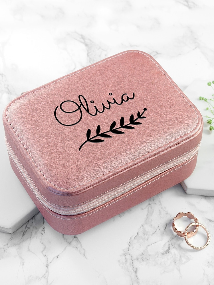 Personalised Pink Travel Jewellery Case by Treat Republic - Image 1 of 5