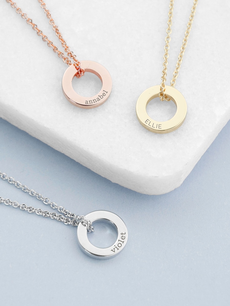 Treat Republic Silver Tone Personalised Mini Ring Necklace - Image 1 of 5
