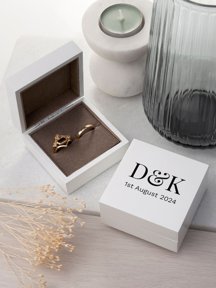 Personalised Couple’s Initials Double Ring Box by Treat Republic - Image 1 of 4