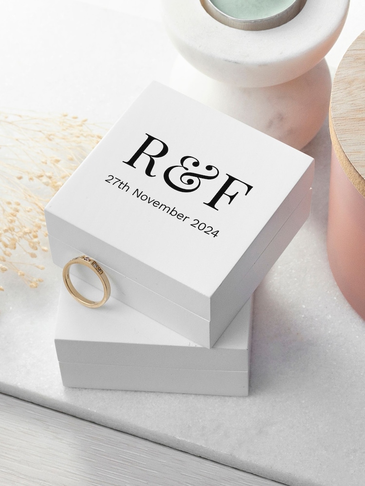 Personalised Couple’s Initials Double Ring Box by Treat Republic - Image 2 of 4