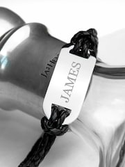 Treat Republic Mens Personalised Leather Black Bracelet - Image 3 of 4