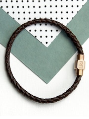 Treat Republic Personalised Gold Clasp Brown Bracelet - Image 1 of 2