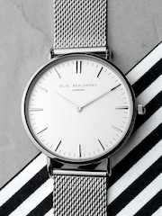 Treat Republic Womens Silver Tone Personalised Metallic Mesh Watch - Image 4 of 5