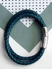 Treat Republic Green Personalised Teal Leather Bracelet - Image 1 of 2
