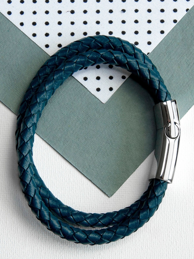 Treat Republic Green Personalised Teal Leather Bracelet - Image 1 of 2