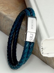 Treat Republic Green Personalised Teal Leather Bracelet - Image 2 of 2