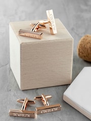 Treat Republic Gold Tone Personalised Coordinates Cufflinks - Image 3 of 6