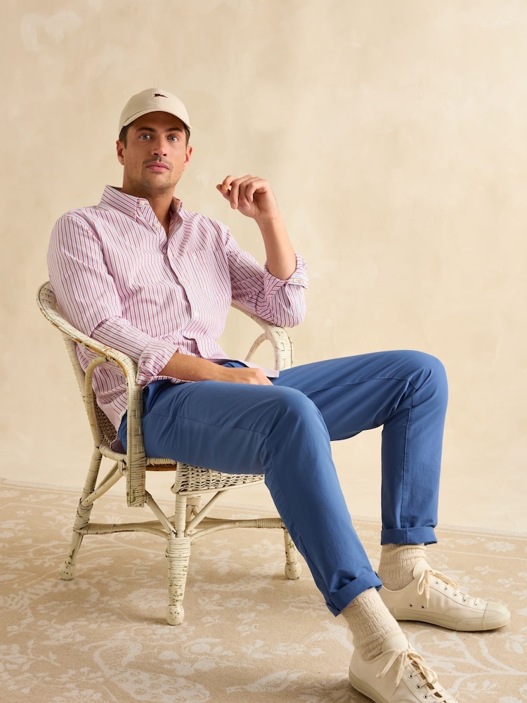 Joules Oxford Red/Blue Stripe Classic Fit Shirt - Image 4 of 11