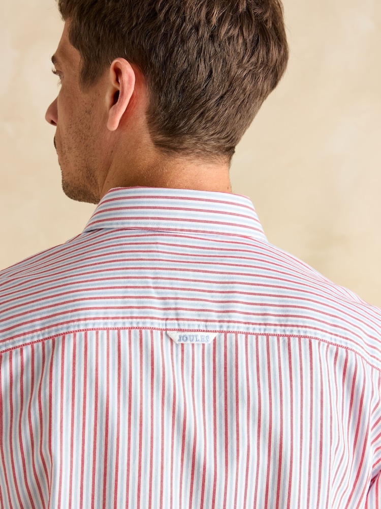 Joules Oxford Red/Blue Stripe Classic Fit Shirt - Image 6 of 11