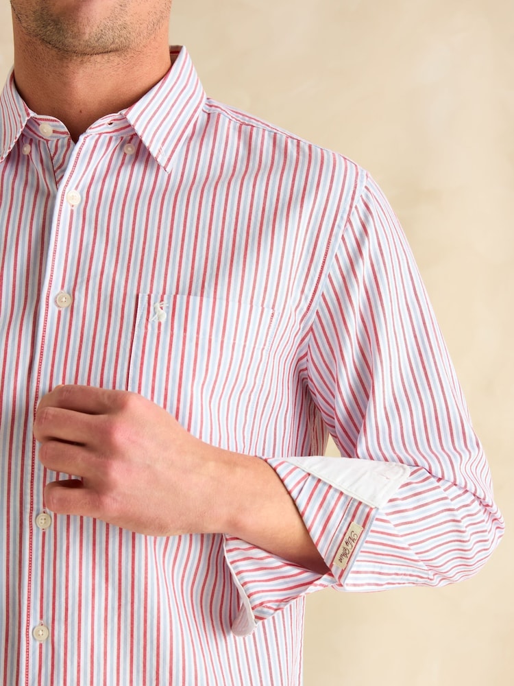 Joules Oxford Red/Blue Stripe Classic Fit Shirt - Image 7 of 11