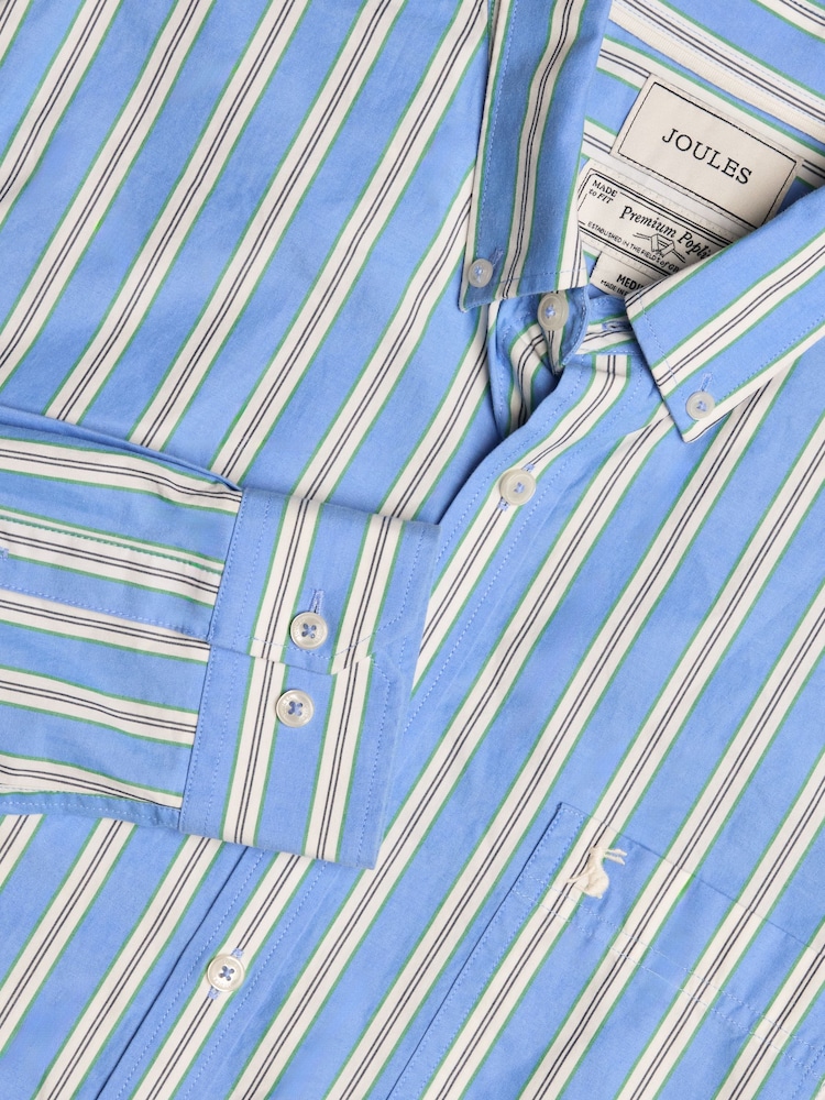 Joules Poplin Blue Stripe Classic Fit Shirt - Image 1 of 7