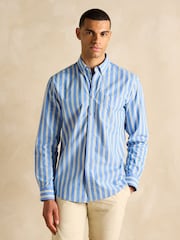 Joules Poplin Blue Stripe Classic Fit Shirt - Image 2 of 7