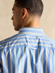 Joules Poplin Blue Stripe Classic Fit Shirt - Image 6 of 7