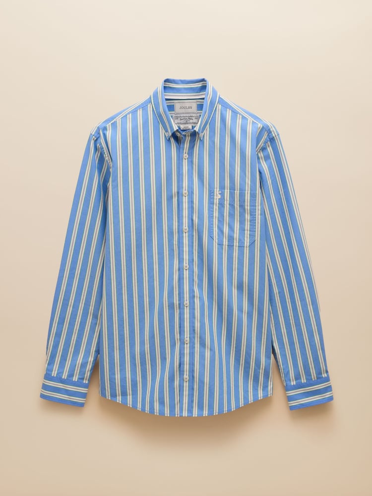 Joules Poplin Blue Stripe Classic Fit Shirt - Image 7 of 7