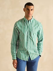 Joules Poplin Green Stripe Classic Fit Shirt - Image 2 of 7