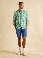 Joules Poplin Green Stripe Classic Fit Shirt - Image 4 of 7