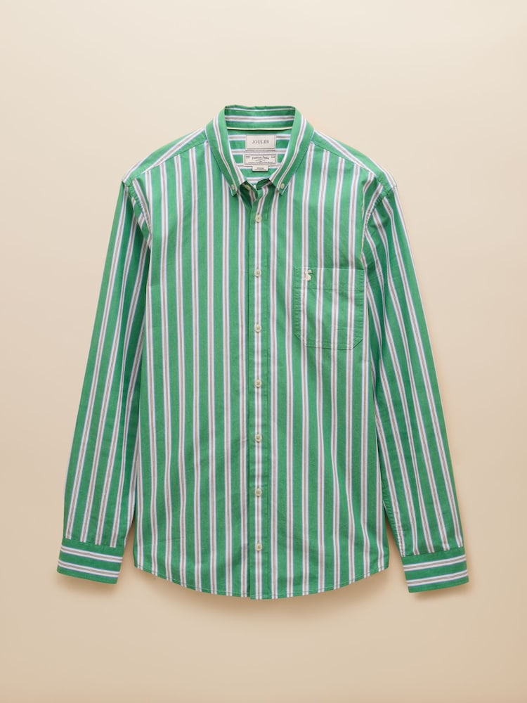 Joules Poplin Green Stripe Classic Fit Shirt - Image 7 of 7