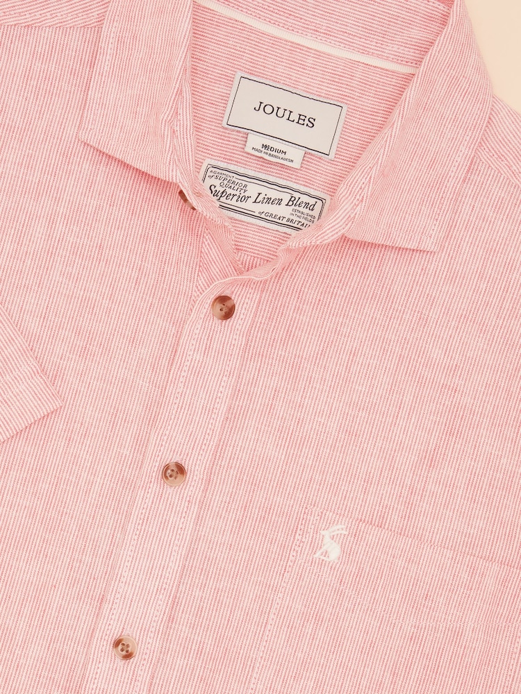 Красный в полоску - С коротким рукавом - Joules Linen Blend Shirt - Image 1 of 8