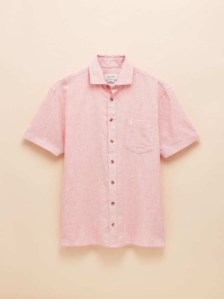 Красный в полоску - С коротким рукавом - Joules Linen Blend Shirt - Image 8 of 8