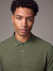Green Marl Regular Fit Short Sleeve Pique Polo Shirt - Image 4 of 8