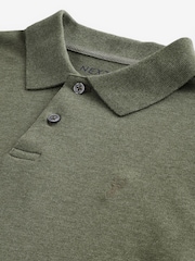 Green Marl Regular Fit Short Sleeve Pique Polo Shirt - Image 8 of 8