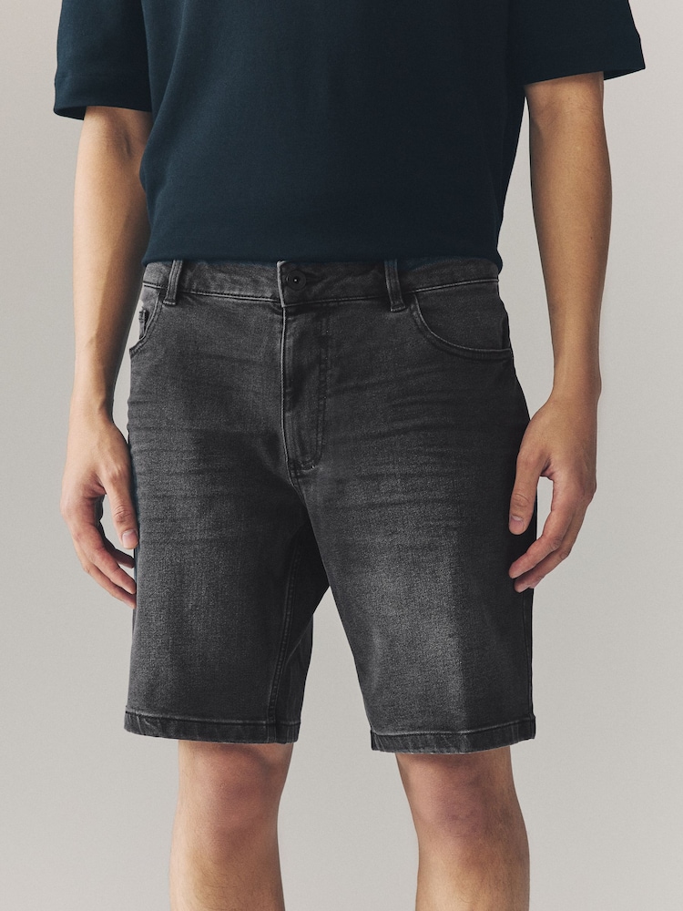 Charcoal Grey Denim Shorts - Image 1 of 7