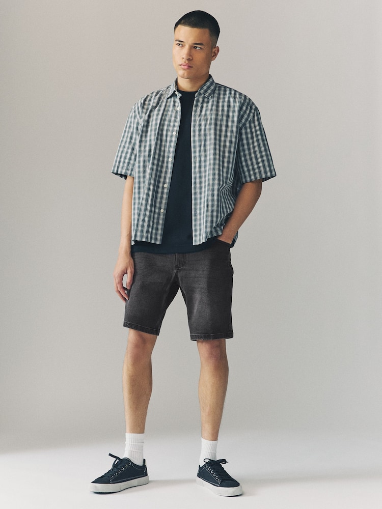 Charcoal Grey Denim Shorts - Image 2 of 7