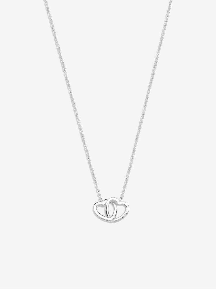 Simply Silver Silver Tone Sterling 925 Interlink Heart Necklace - Image 1 of 3