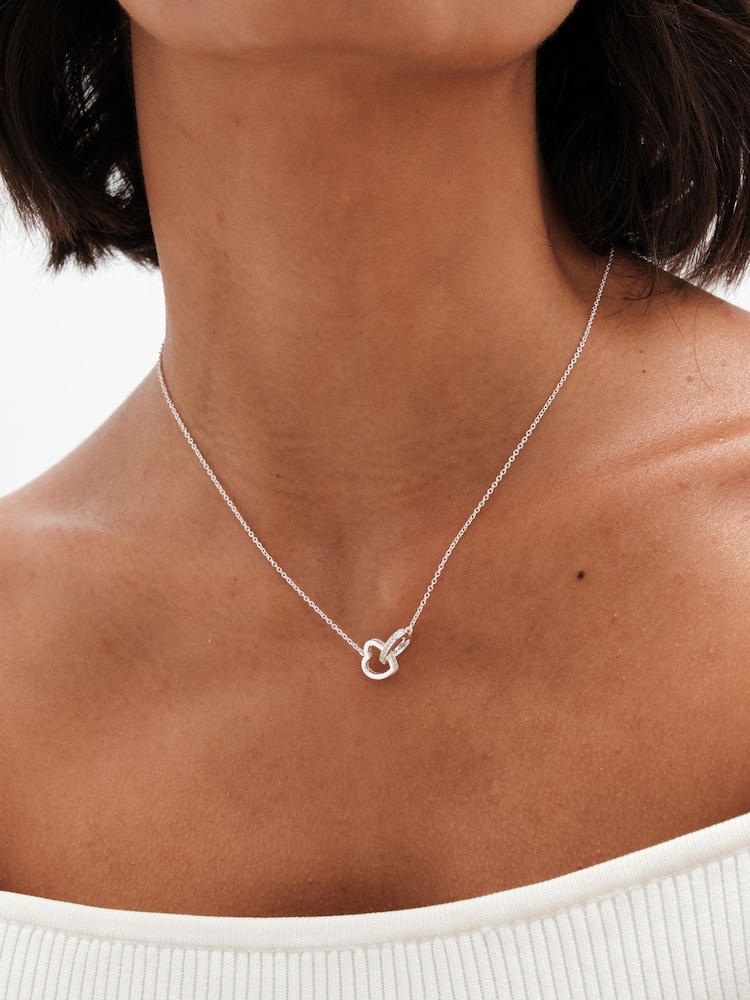 Simply Silver Silver Tone Sterling 925 Interlink Heart Necklace - Image 3 of 3