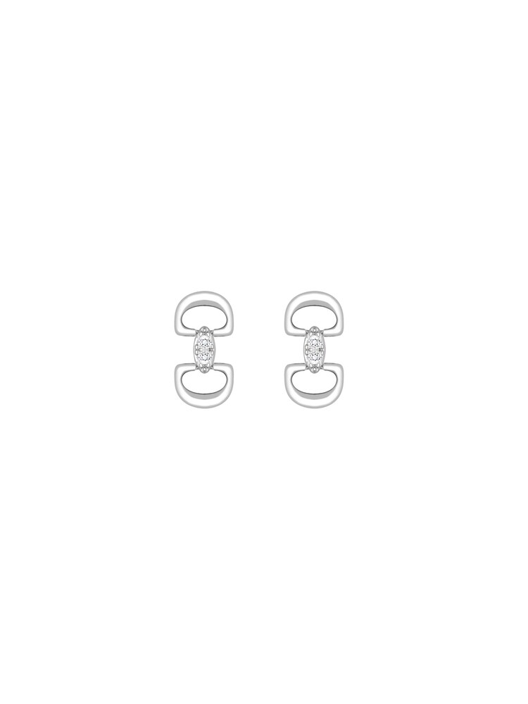 Simply Silver Silver Tone Sterling Silver 925 Polished and Cubic Zirconia Snaffle Drop Earrings - Image 1 of 3 Simply Silver Silver Tone Sterling Silver 925 Polished and Cubic Zirconia Snaffle Drop Earrings - Image 1 of 3