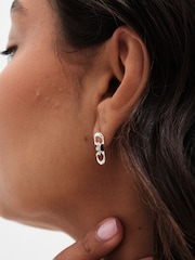Simply Silver Silver Tone Sterling Silver 925 Polished and Cubic Zirconia Snaffle Drop Earrings - Image 2 of 3