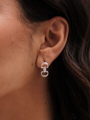 Simply Silver Silver Tone Sterling Silver 925 Polished and Cubic Zirconia Snaffle Drop Earrings - Image 3 of 3